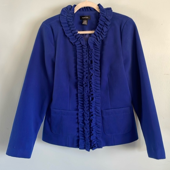 Spence Royal Blue Ruffled Blazer - Picture 1 of 8